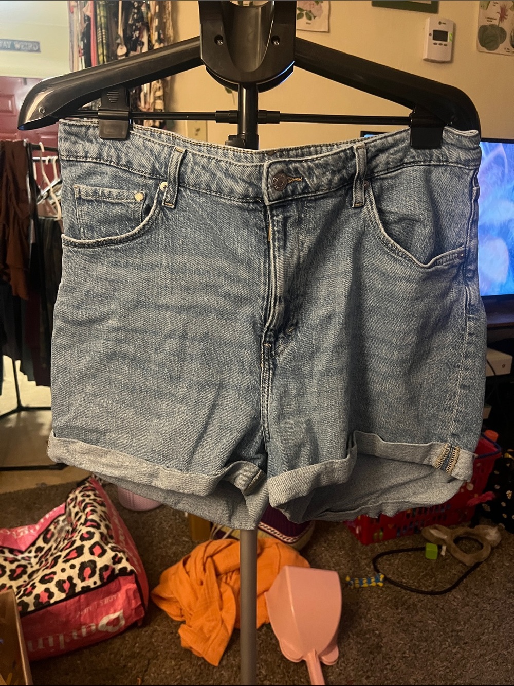 H&M Light Blue Rolled-Hem Denim Shorts